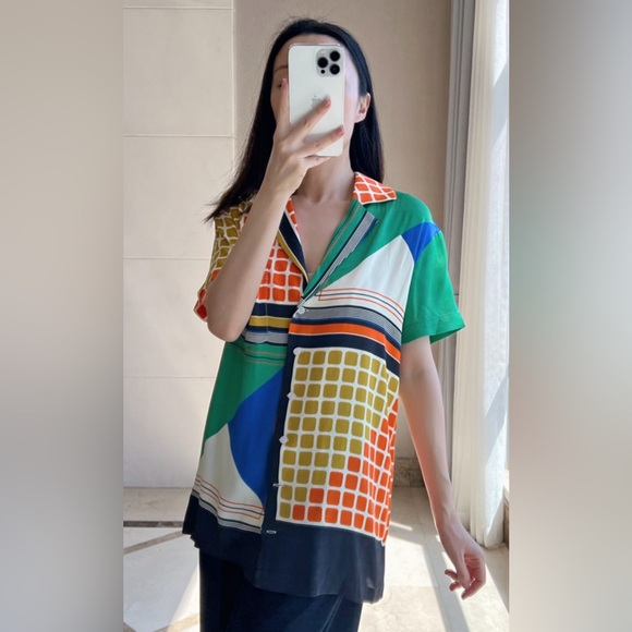 Colorful Geometric Patterned Blazer - Picture 6 of 6